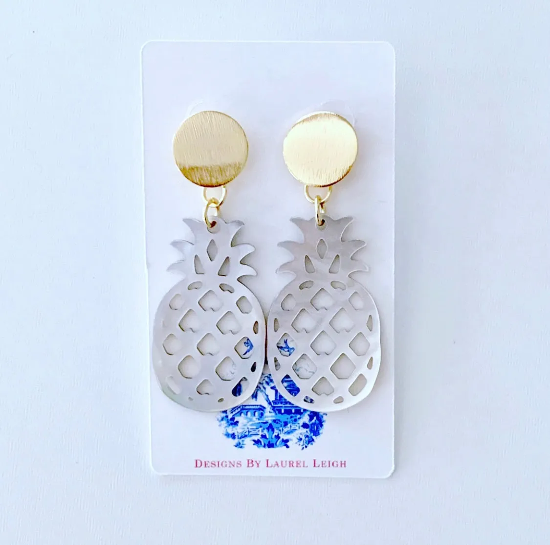 Mother of Pearl Pineapple Statement Earrings - Two Colors