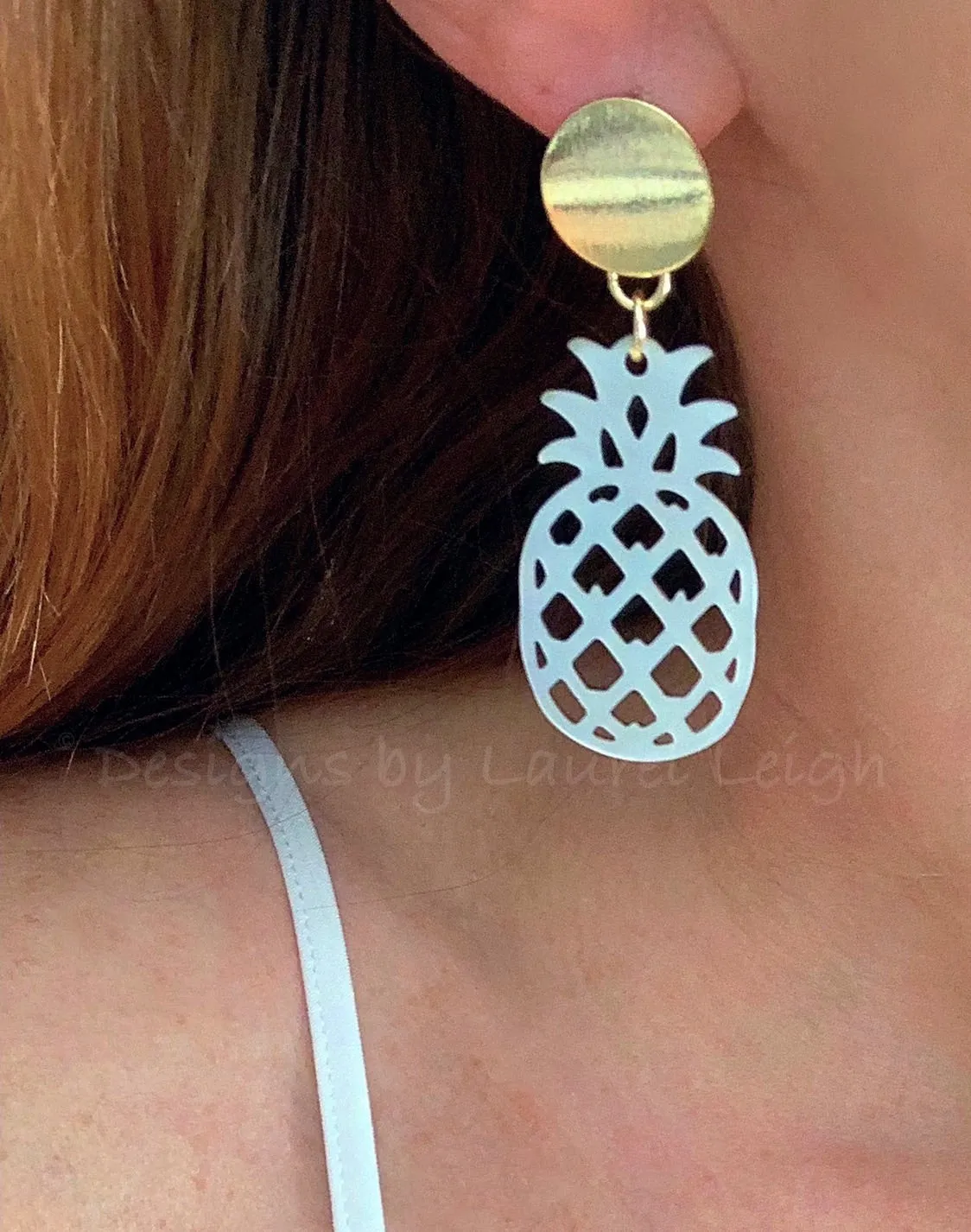 Mother of Pearl Pineapple Statement Earrings - Two Colors