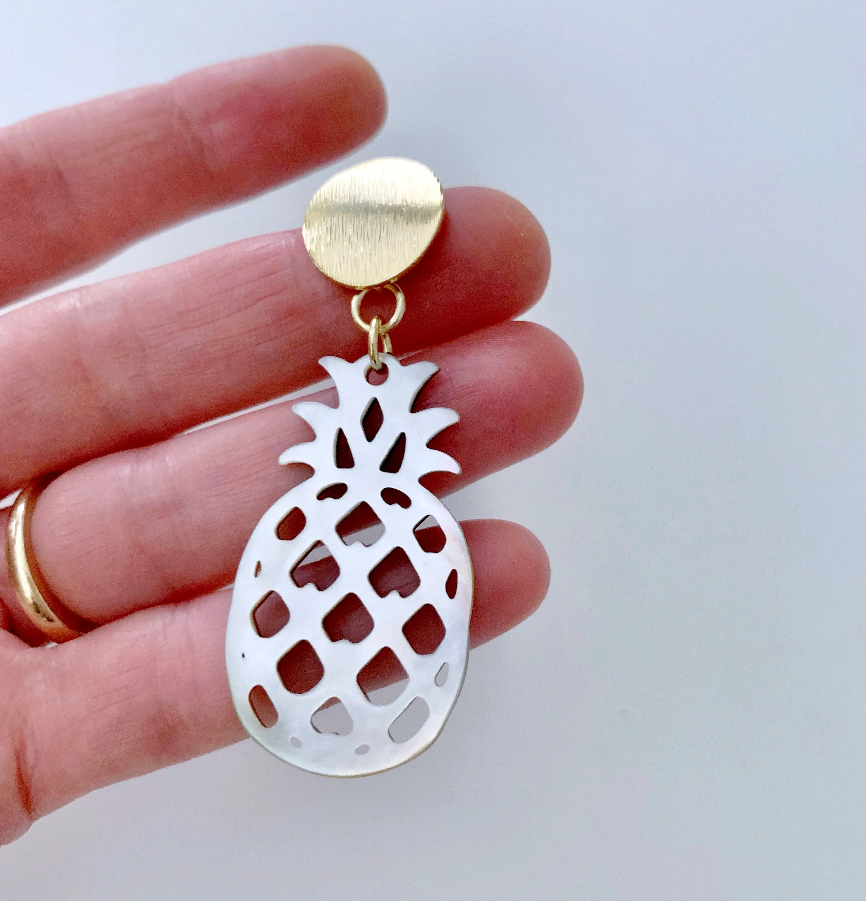 Mother of Pearl Pineapple Statement Earrings - Two Colors