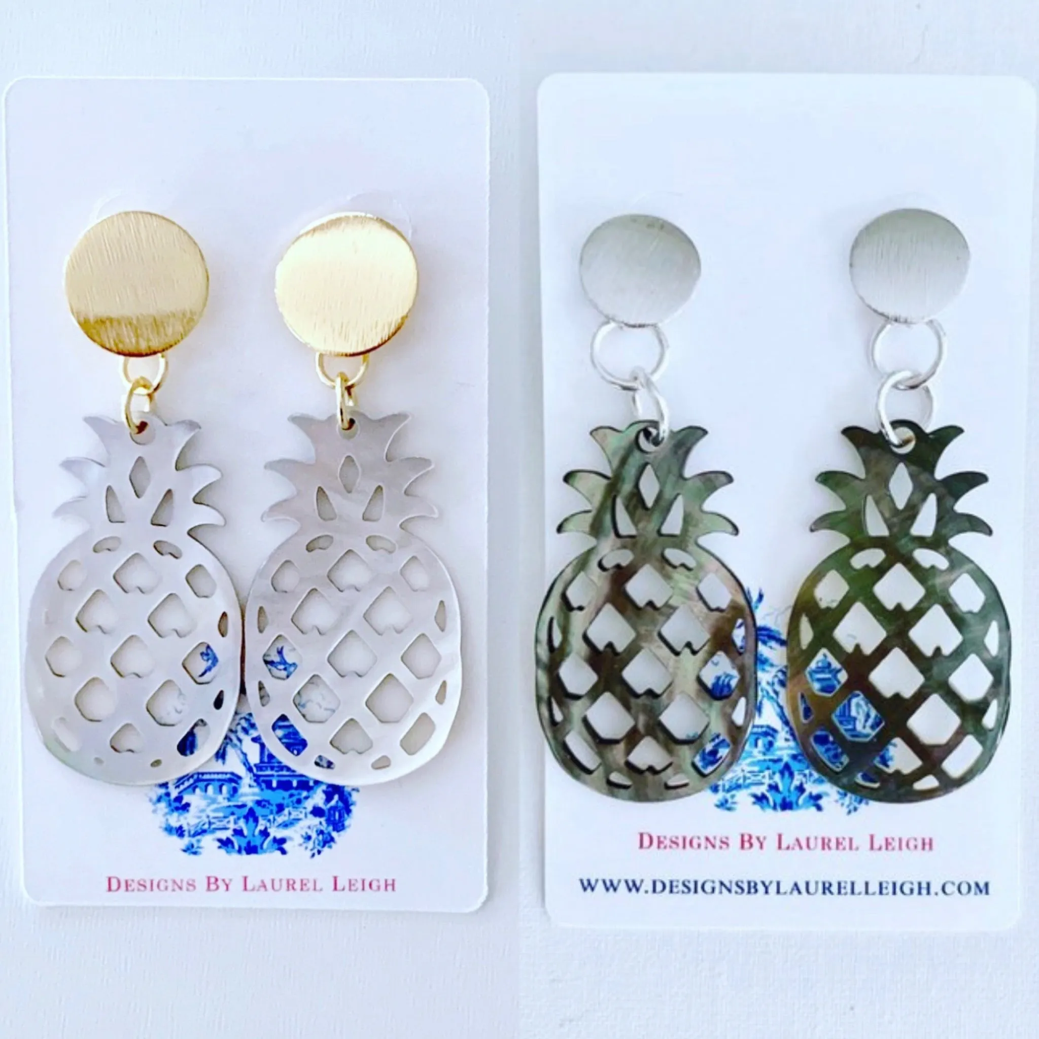 Mother of Pearl Pineapple Statement Earrings - Two Colors