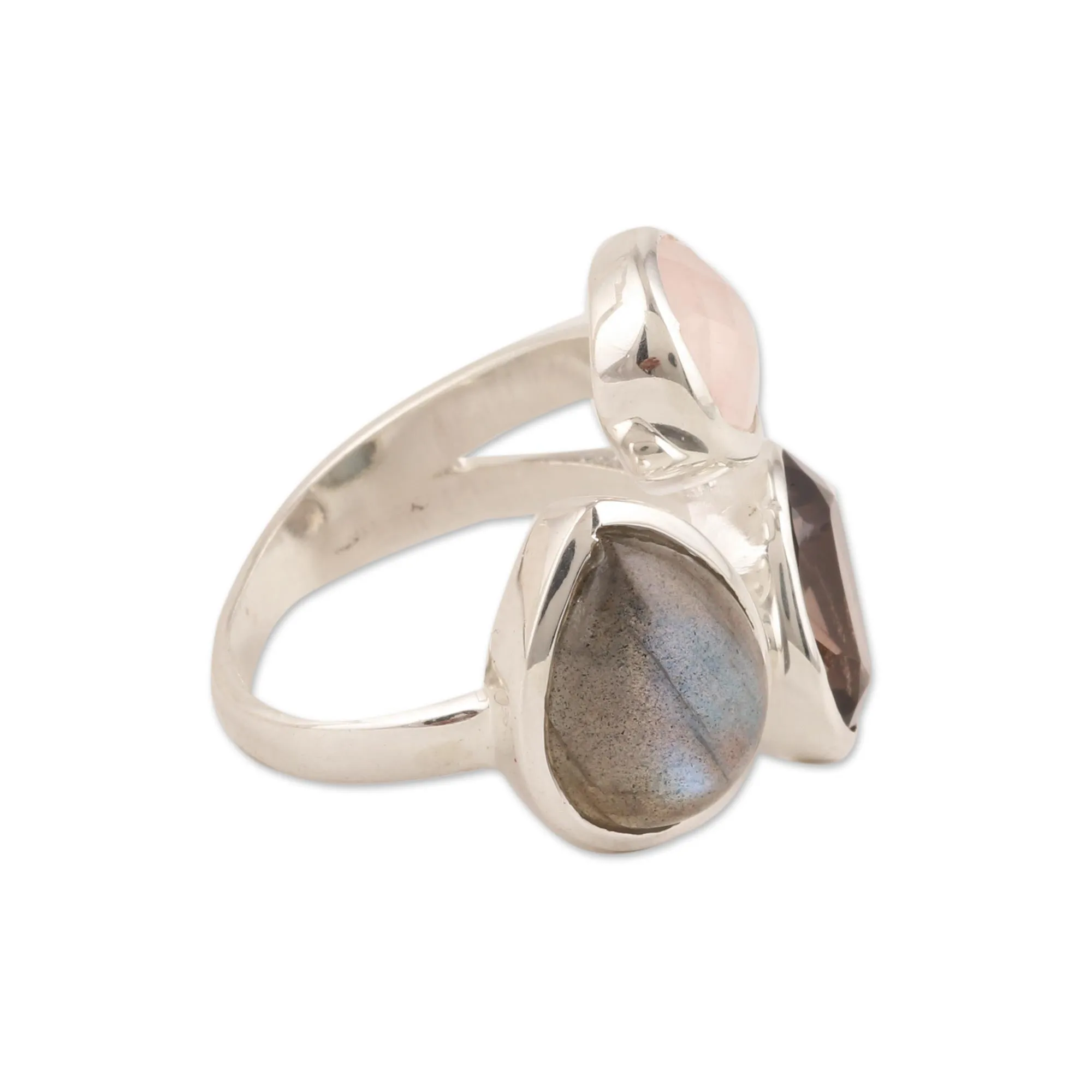 Multi-Gemstone Cocktail Ring from India - Joyful Trio | NOVICA