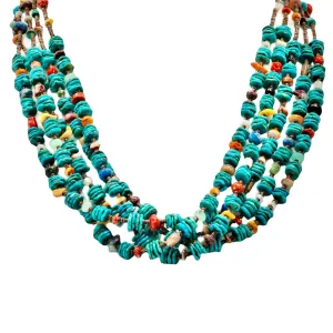 Native American 5 Strand Turquoise Nugget Necklace