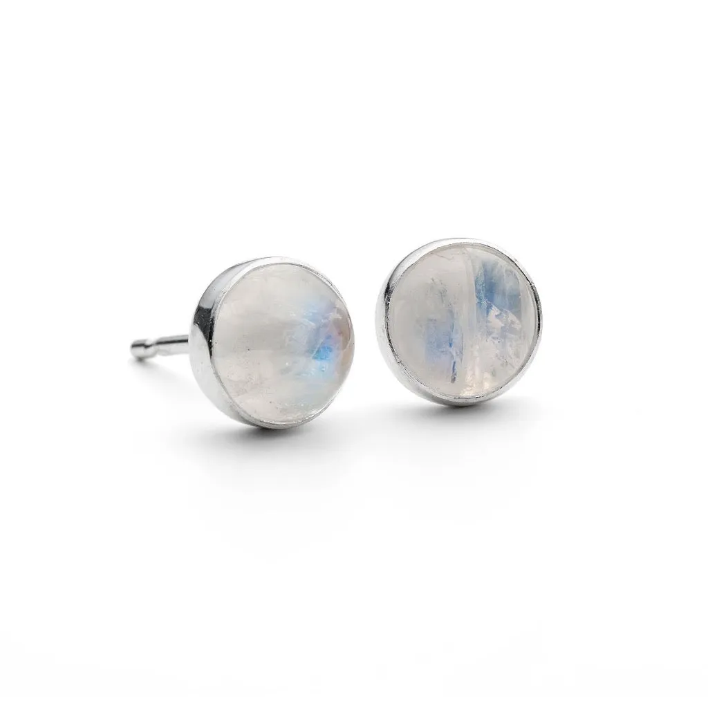 Nebula Moonstone 4mm Stud Earrings