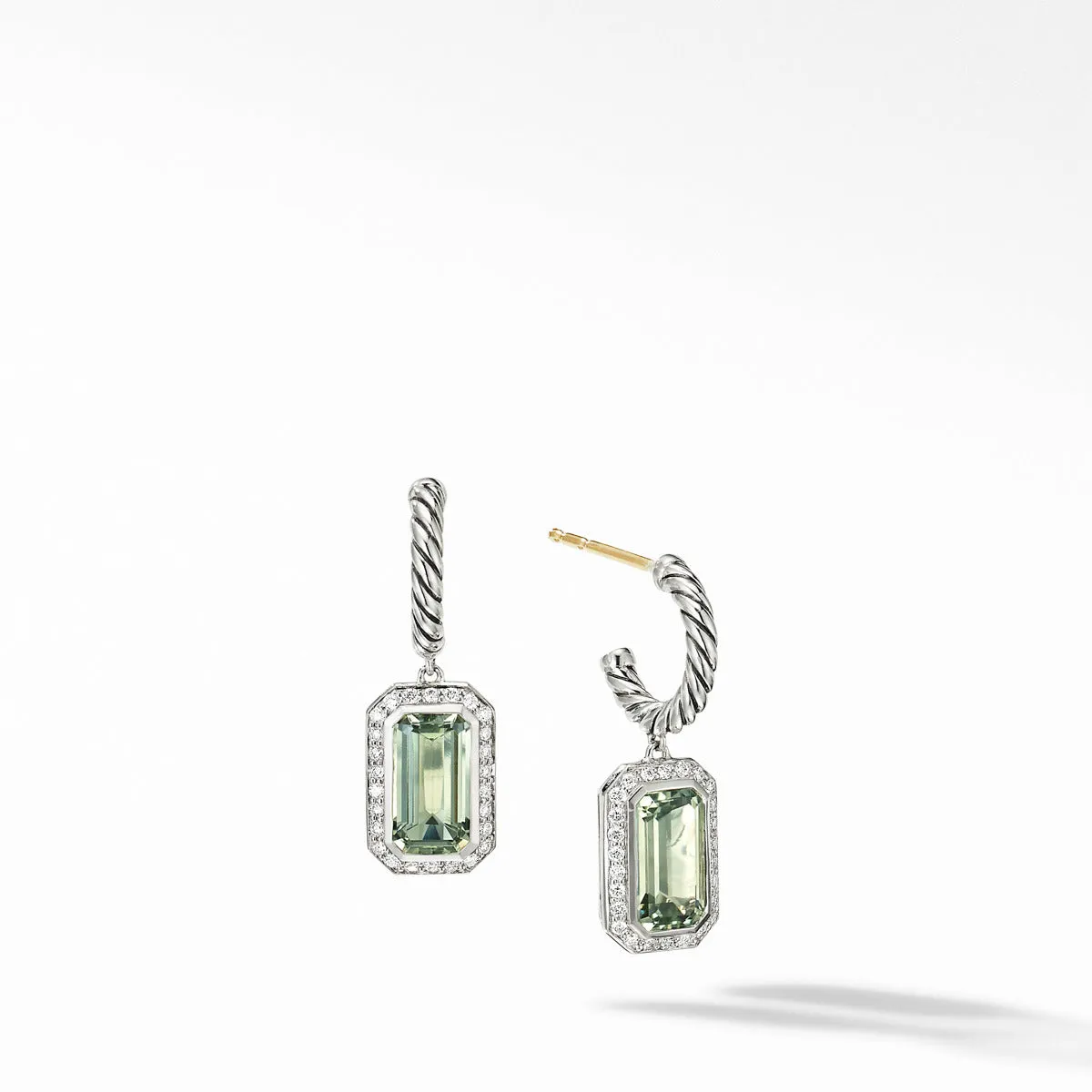 Novella Drop Earrings with Prasiolite and Pave Diamonds