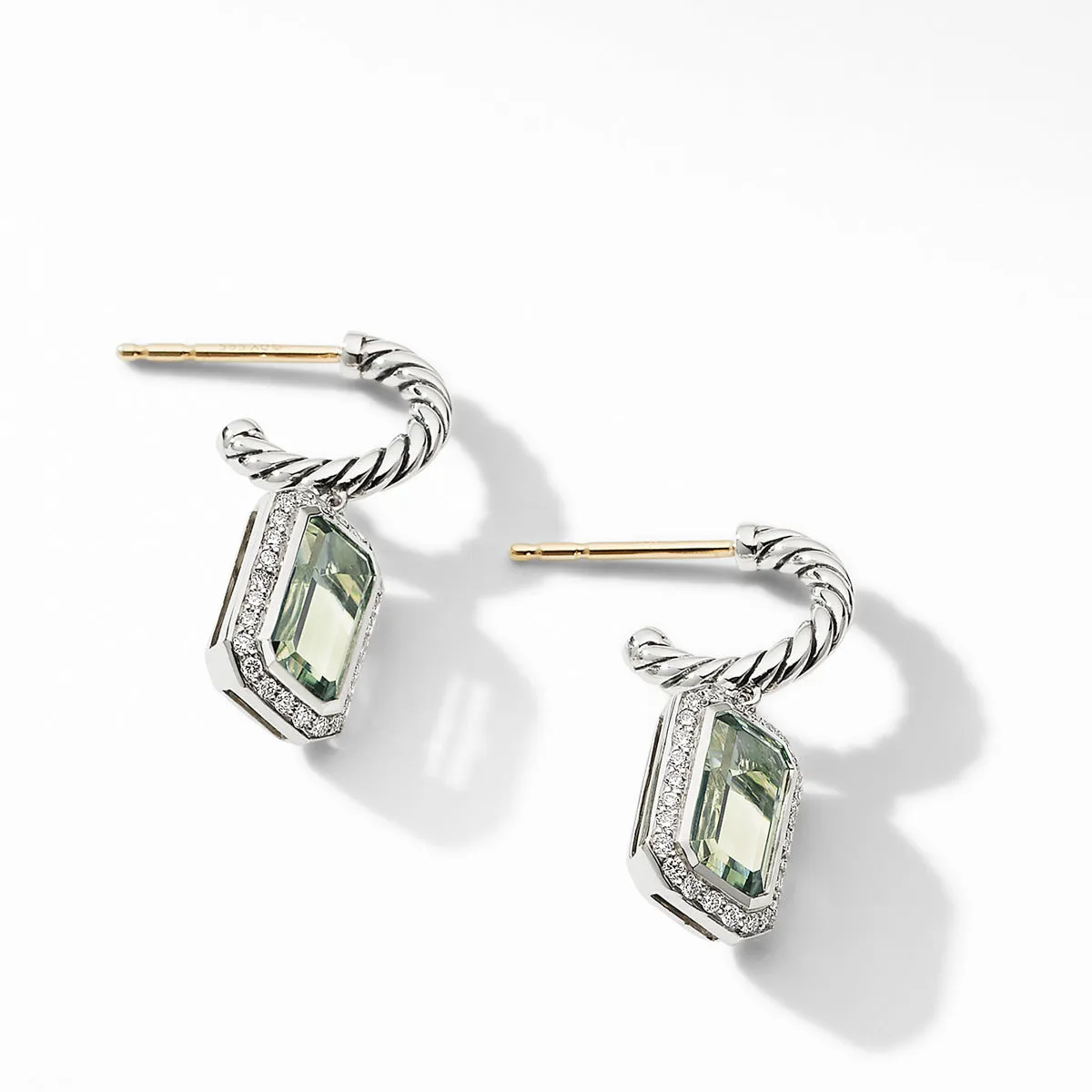 Novella Drop Earrings with Prasiolite and Pave Diamonds