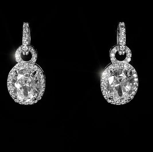 Olexa Oval Halo Drop Earrings | 4ct