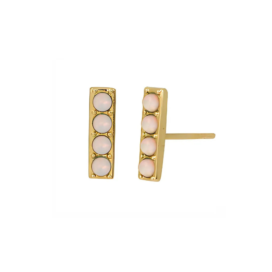 Opal Bar Stud Earrings in Gold