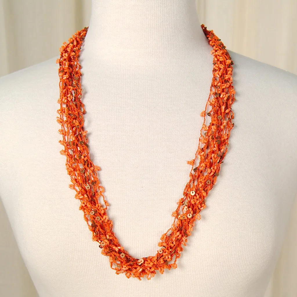 Orange Sequin Tiki Necklace