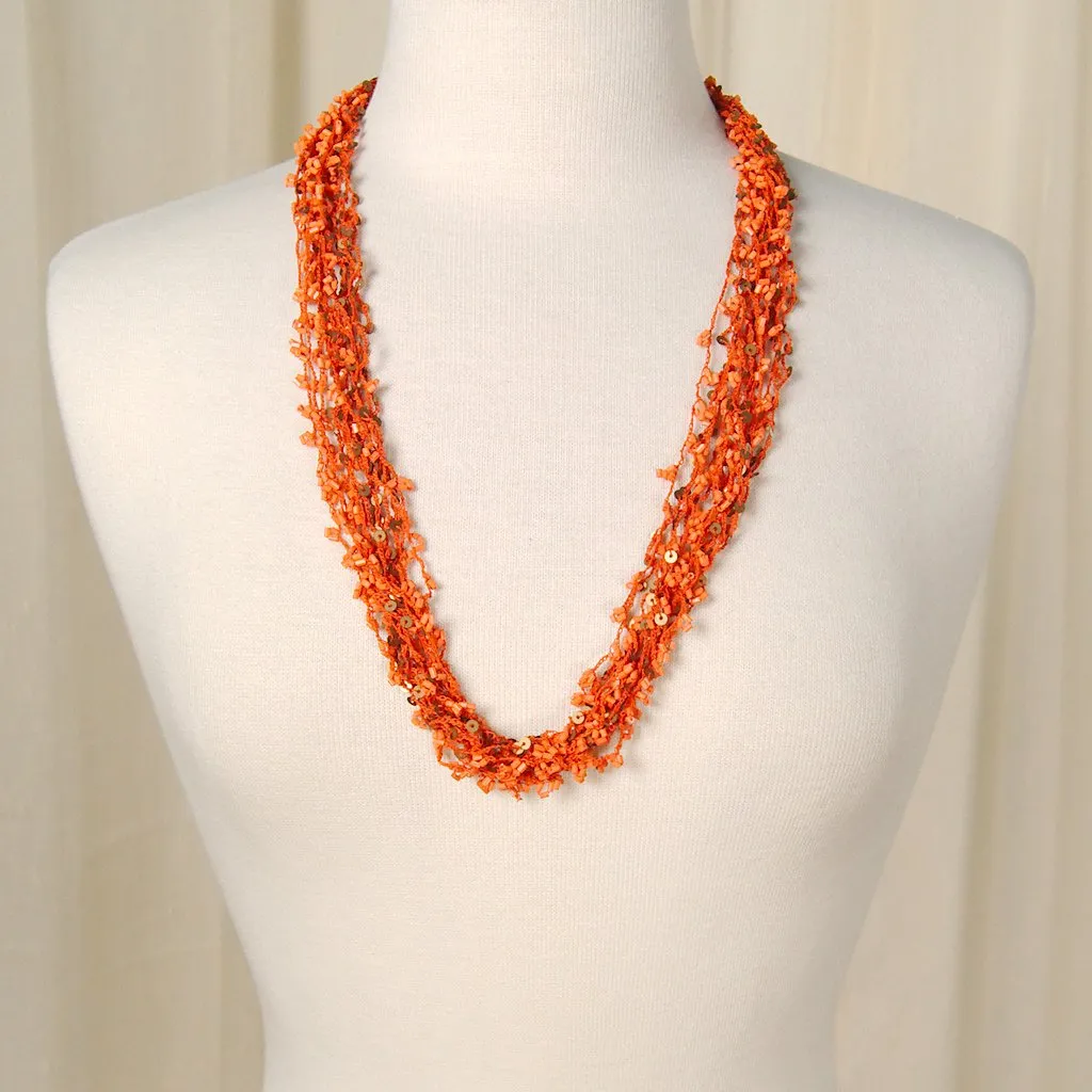 Orange Sequin Tiki Necklace