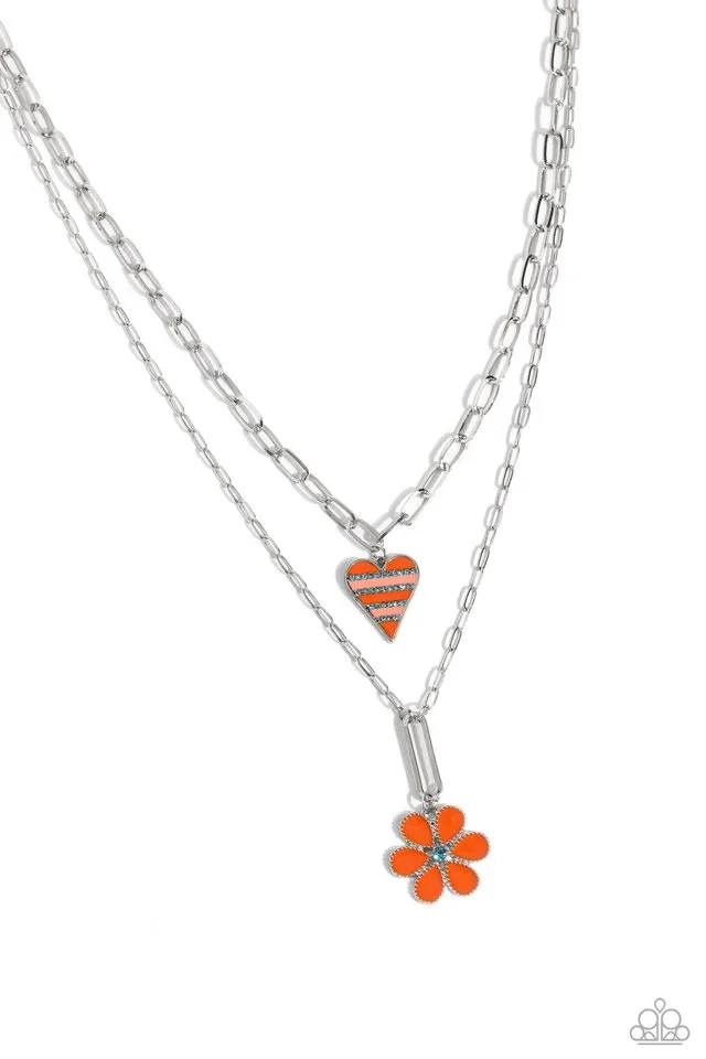 Paparazzi Necklace ~ Childhood Charms - Orange