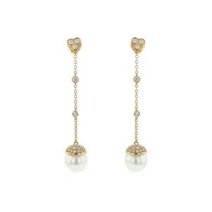 Pearl and Diamond Drop Earrings