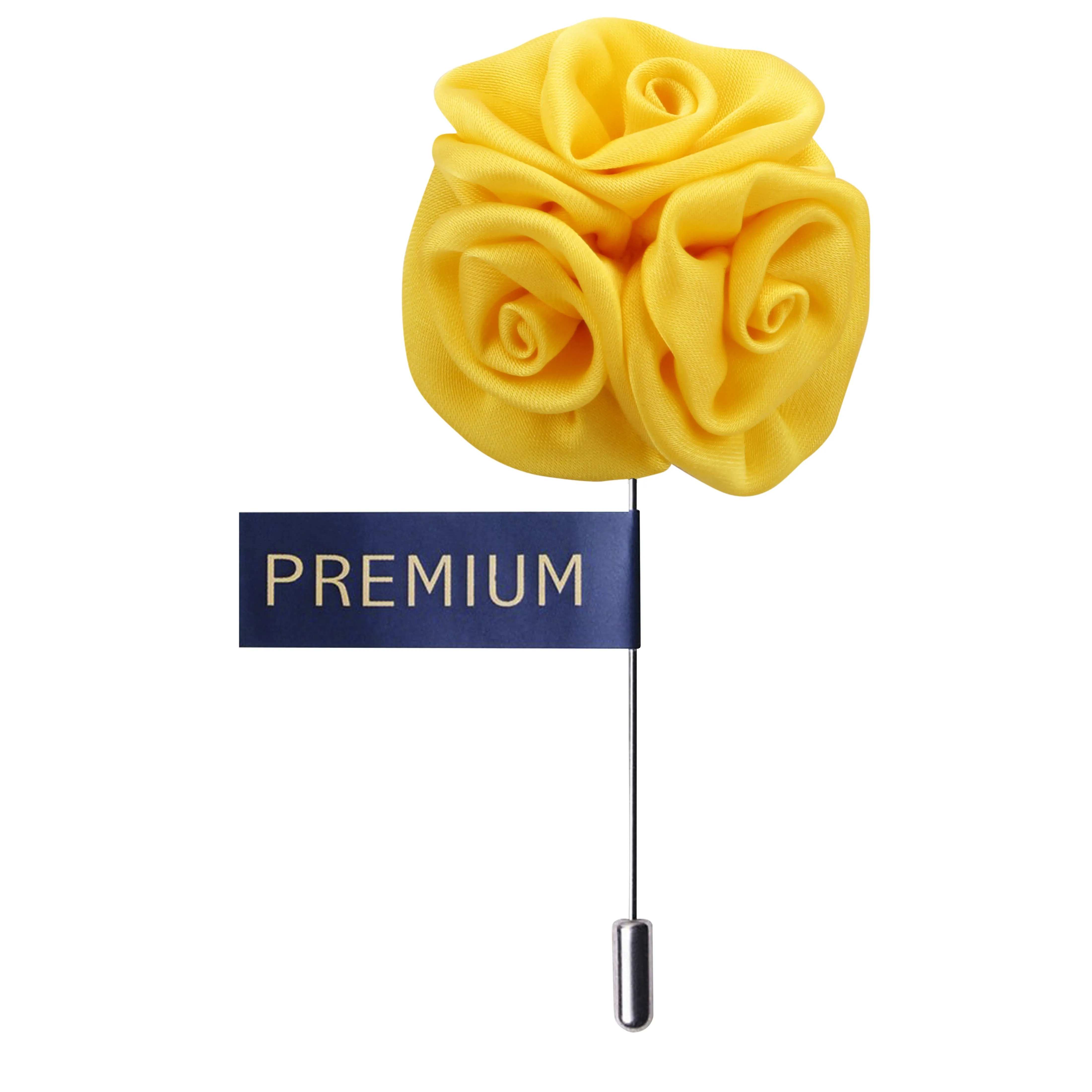 Peluche Tri Flower Yellow Colored Brooch / Lapel Pin for Men