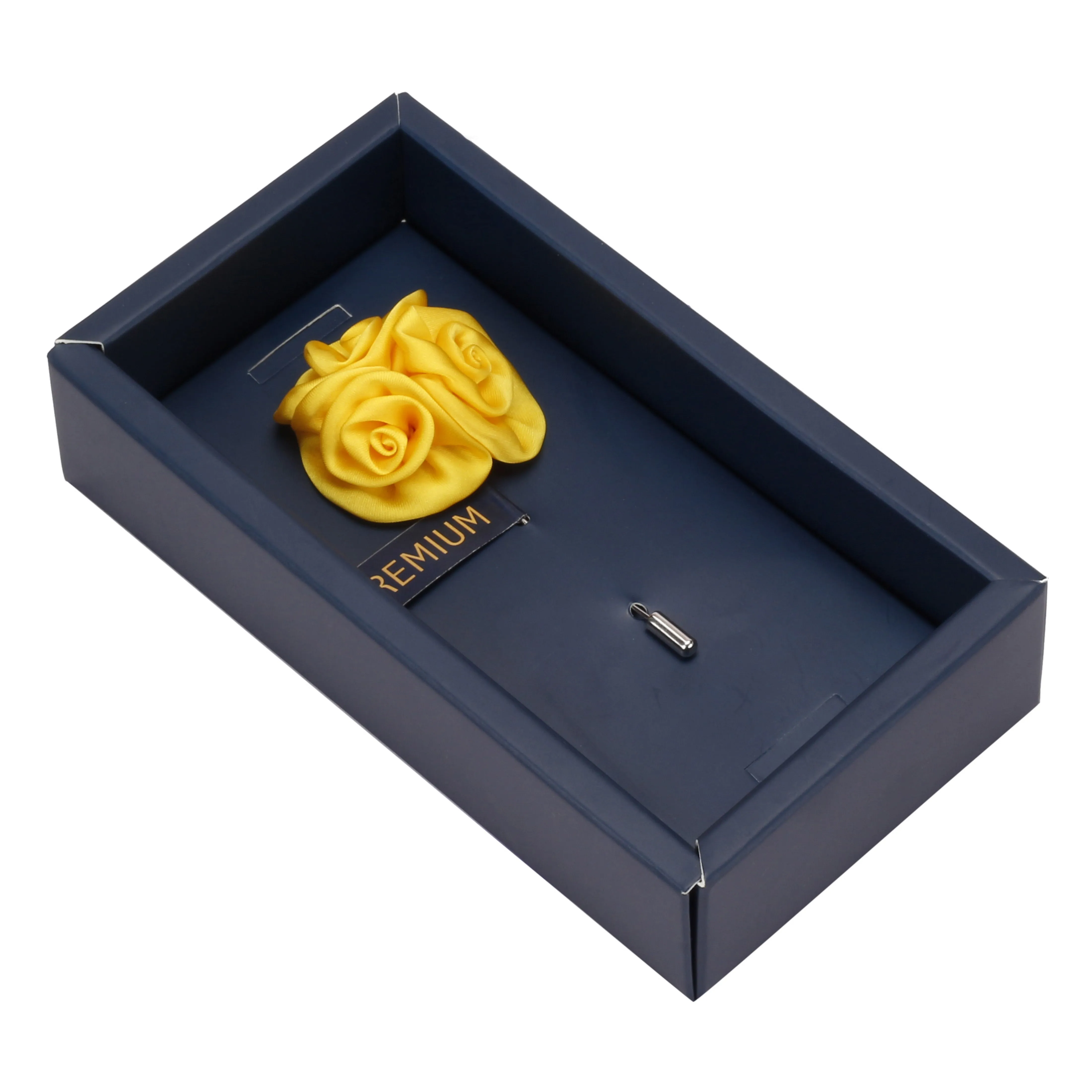 Peluche Tri Flower Yellow Colored Brooch / Lapel Pin for Men