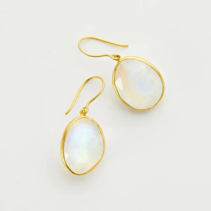 Pippa Small 18kt Gold Theia Single Drop Earrings Rainbow Moonstone