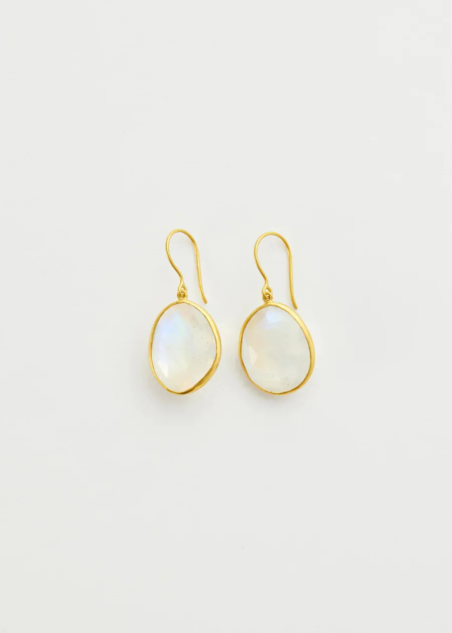 Pippa Small 18kt Gold Theia Single Drop Earrings Rainbow Moonstone