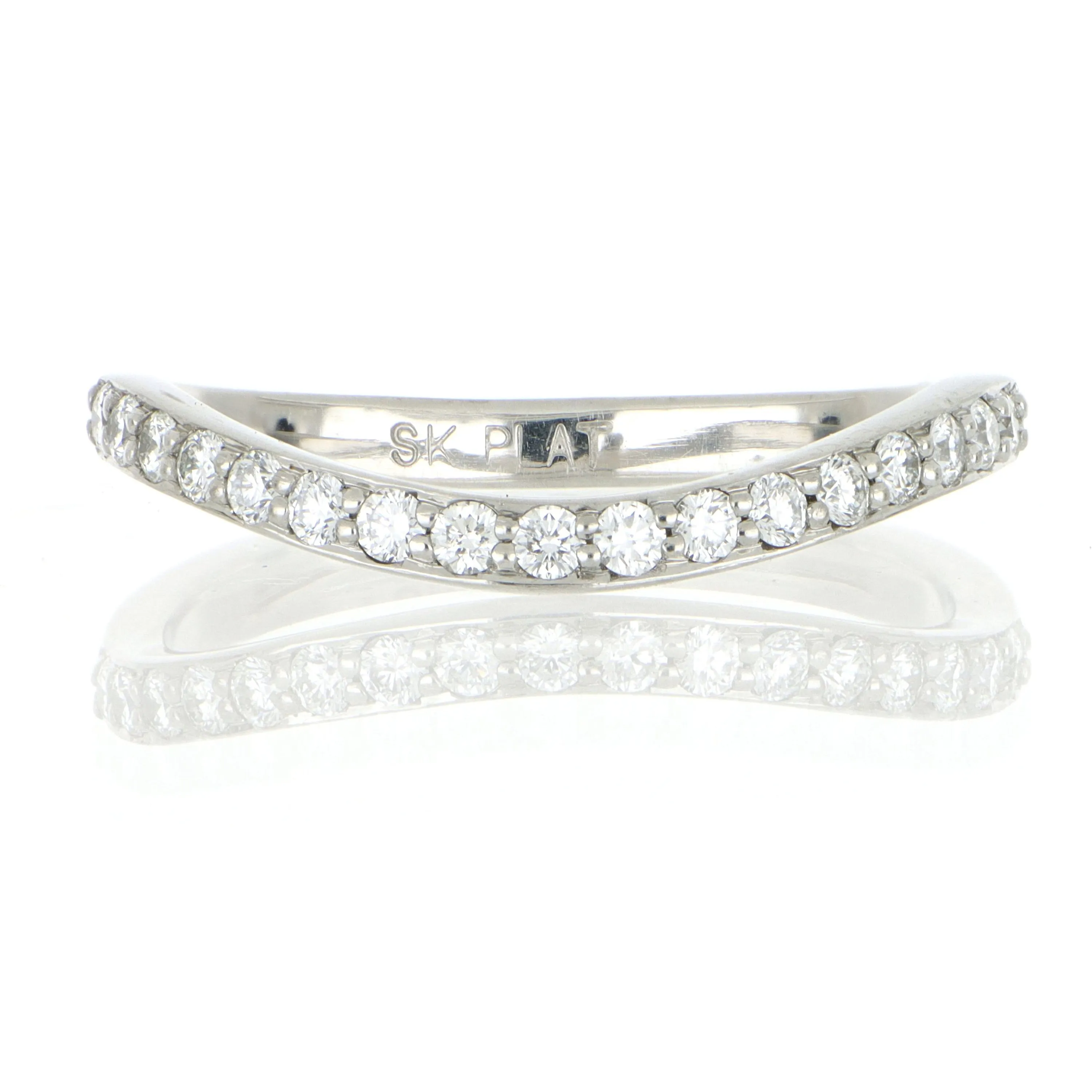 Platinum Curved Diamond Wedding Band