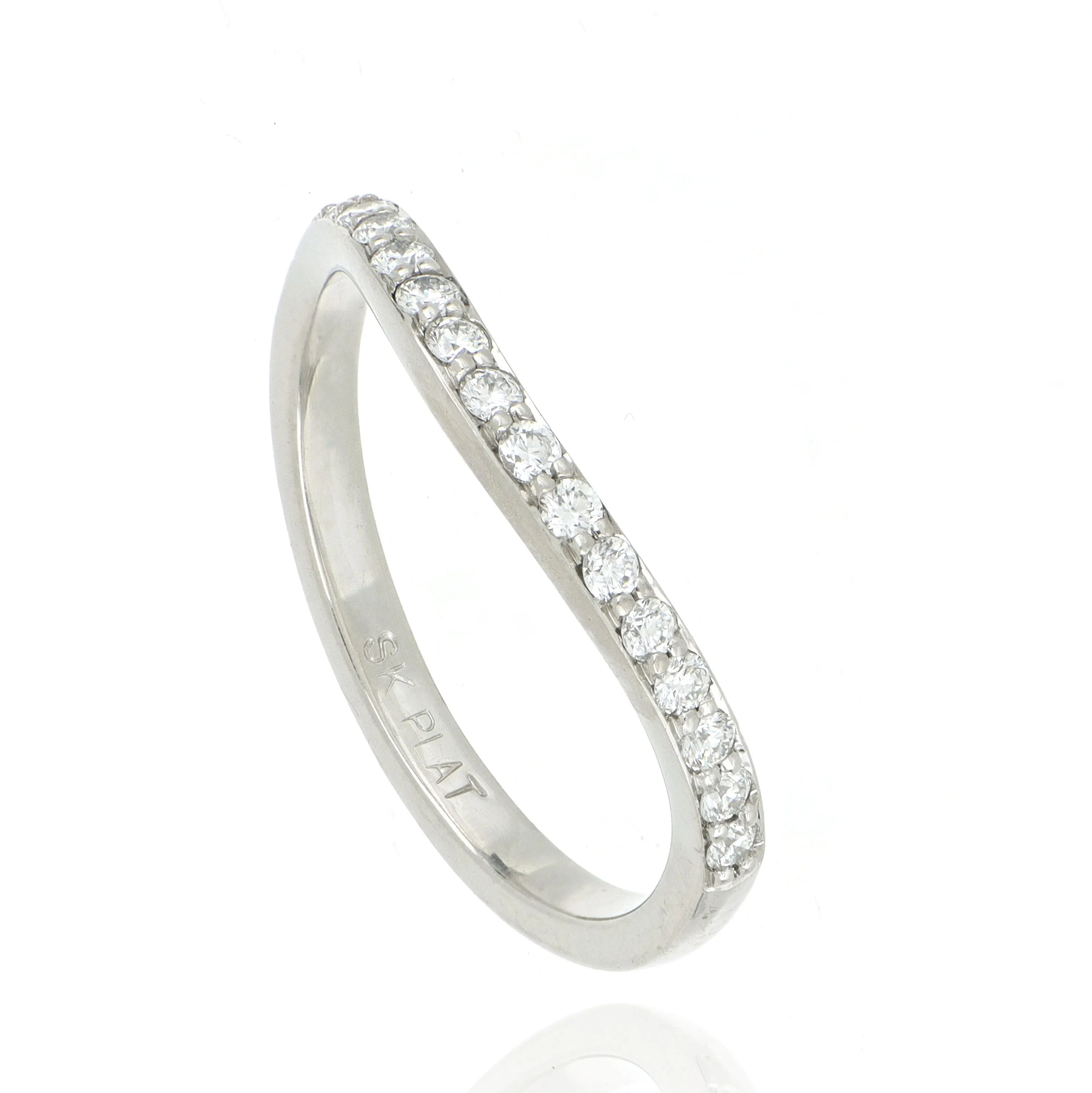 Platinum Curved Diamond Wedding Band