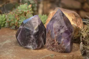 Polished  Dream Amethyst Points x 2 From Madagascar