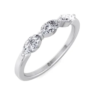 Pomona - Three Stone Marquise Shape Wedding Band (0.26 CT)