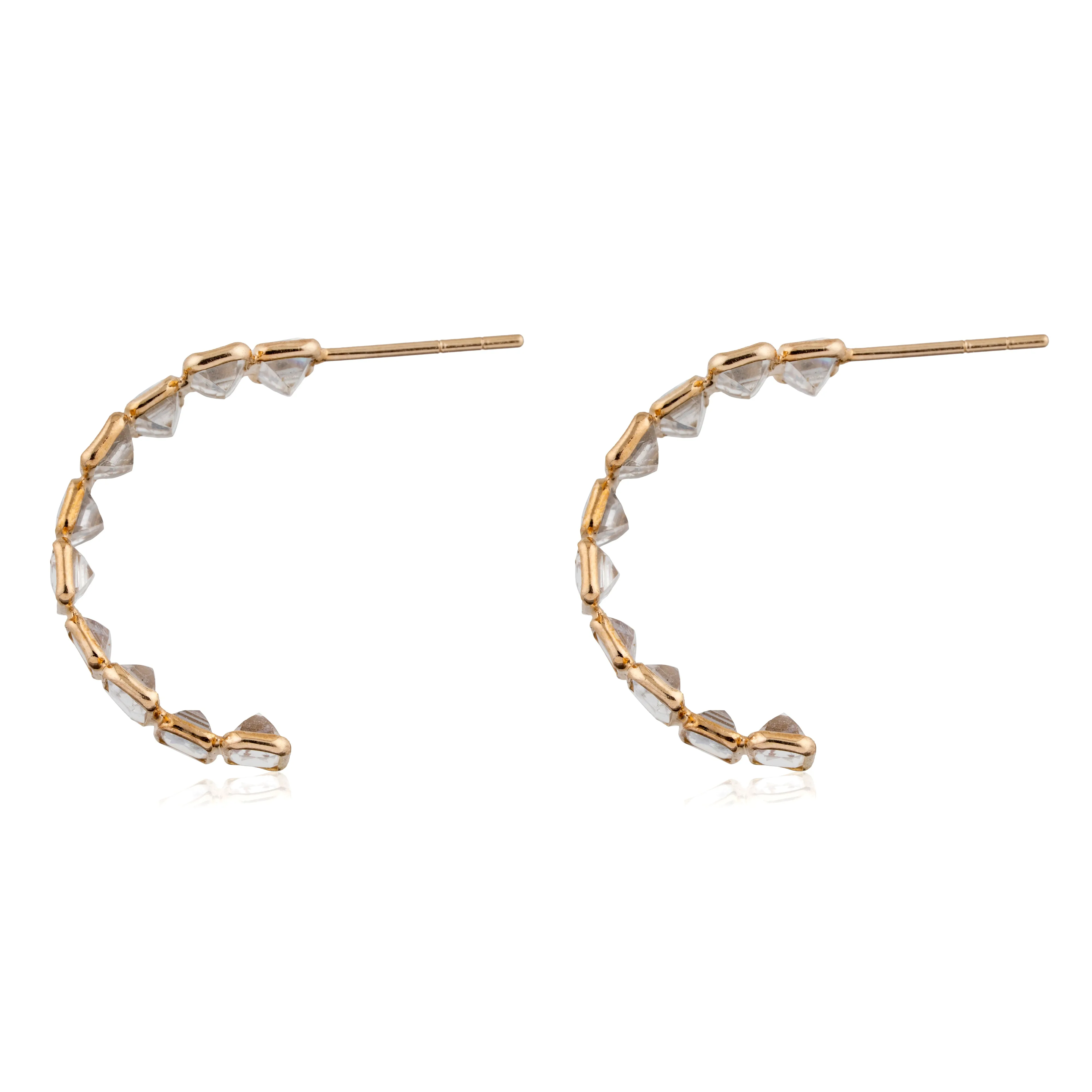 Quinn Rainbow Moonstone Hoops, 18K Yellow Gold