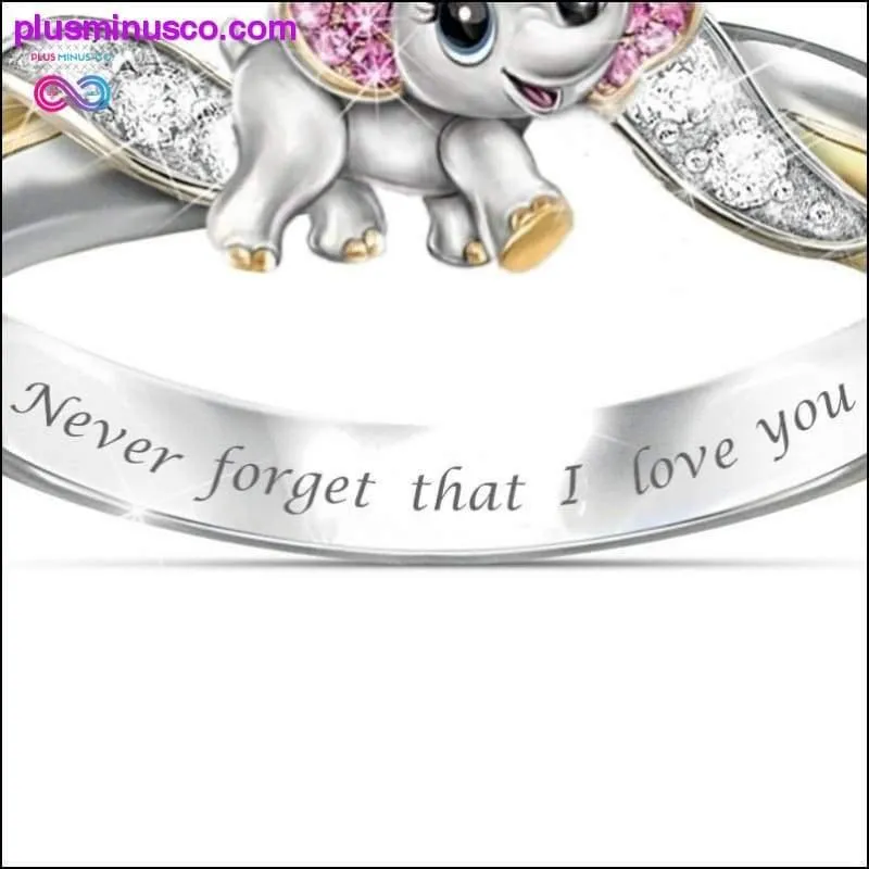 "Never Forget I Love You" Silver Cute Pink Elephant Crystal