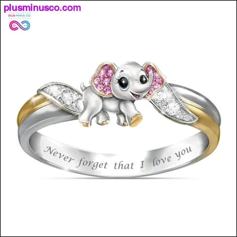 "Never Forget I Love You" Silver Cute Pink Elephant Crystal