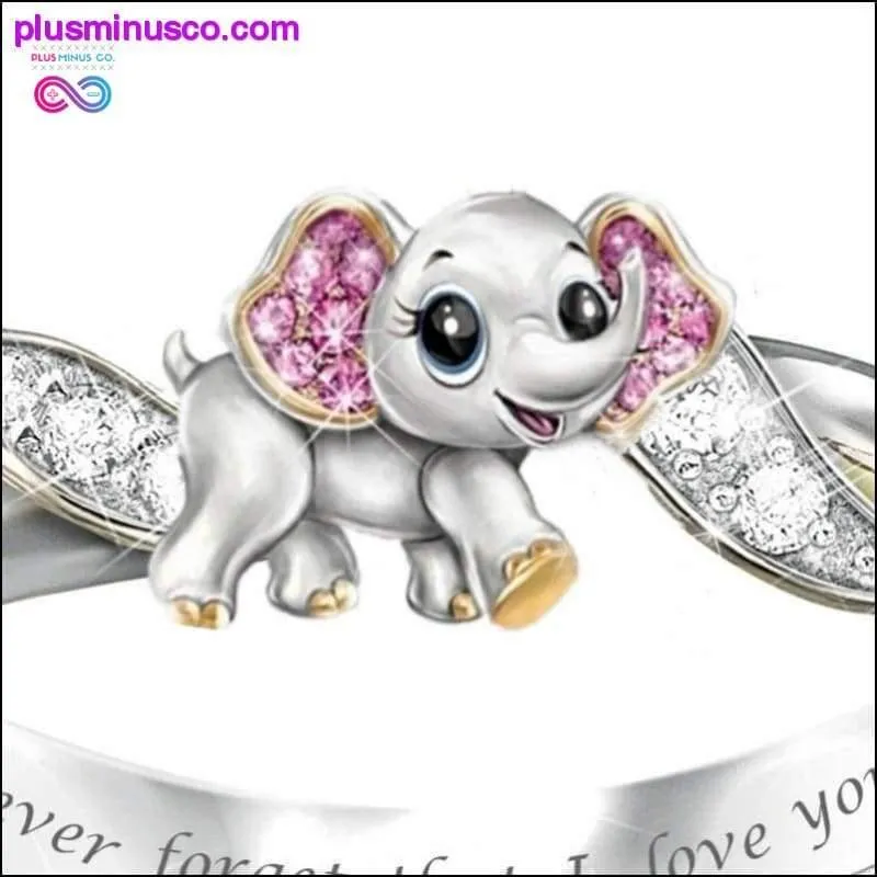 "Never Forget I Love You" Silver Cute Pink Elephant Crystal