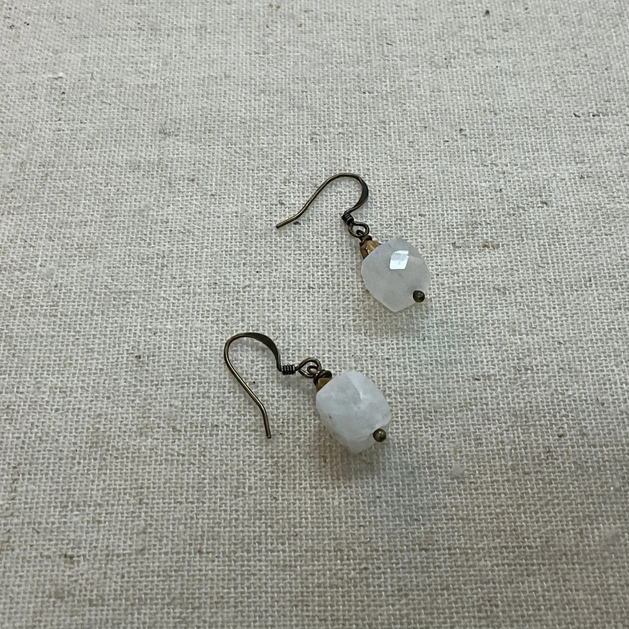 Rainbow Moonstone Cube Earrings