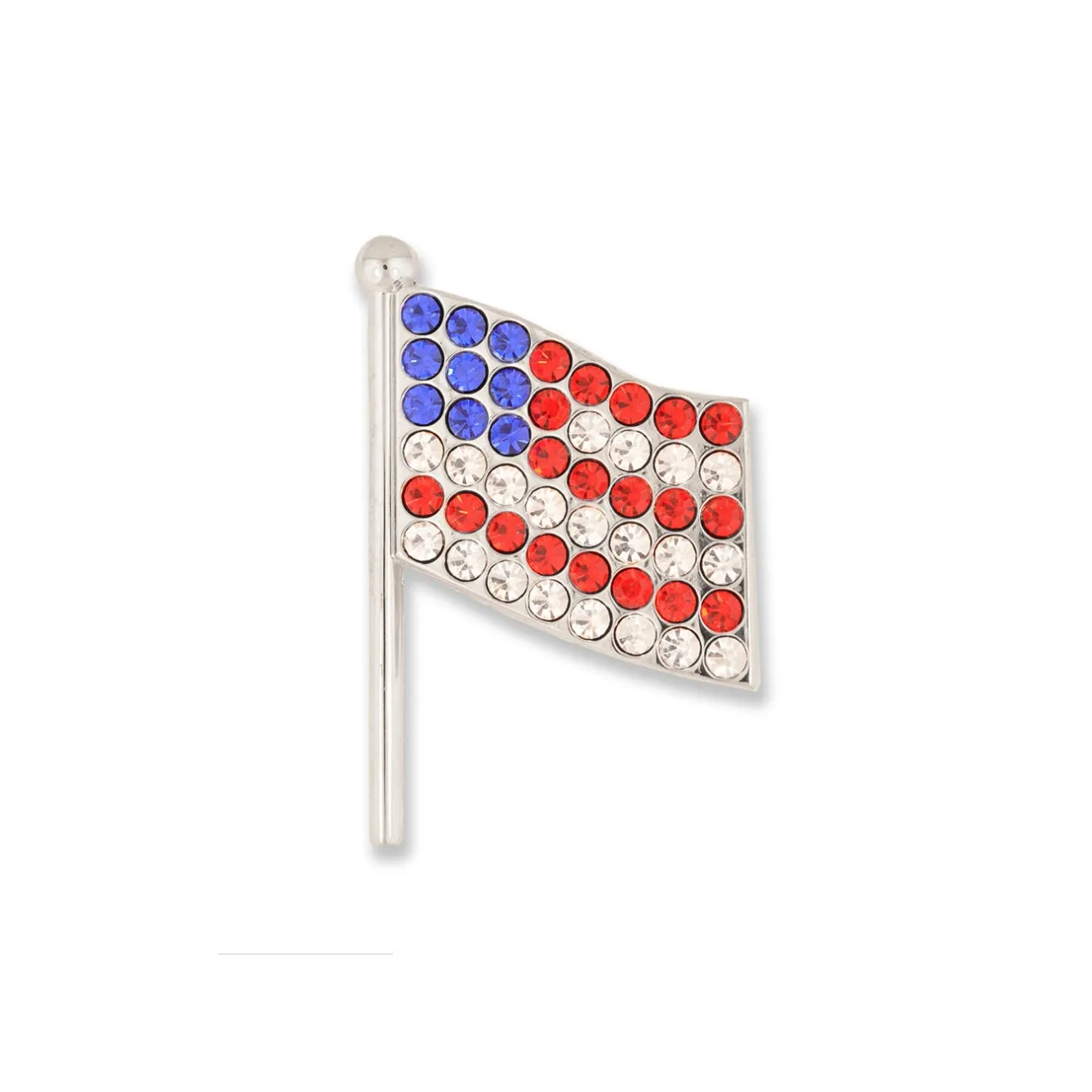 Rhinestone American Flag Brooch