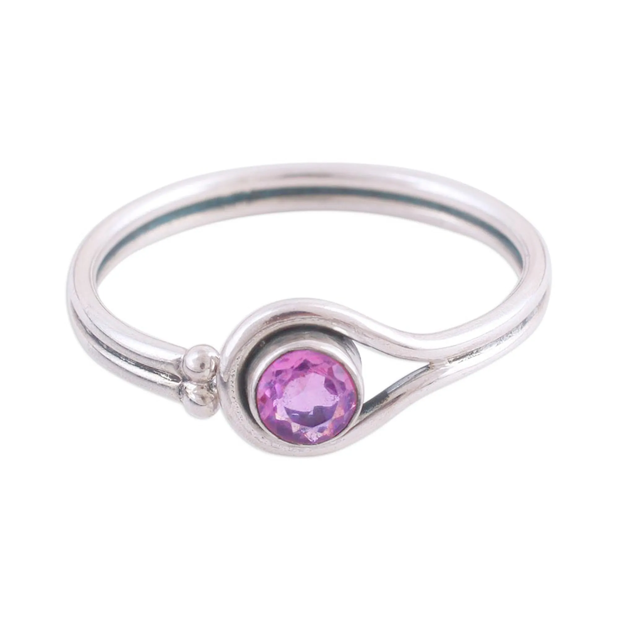 Rhodium Plated Amethyst Cocktail Ring from India - Lassoed Lilac | NOVICA