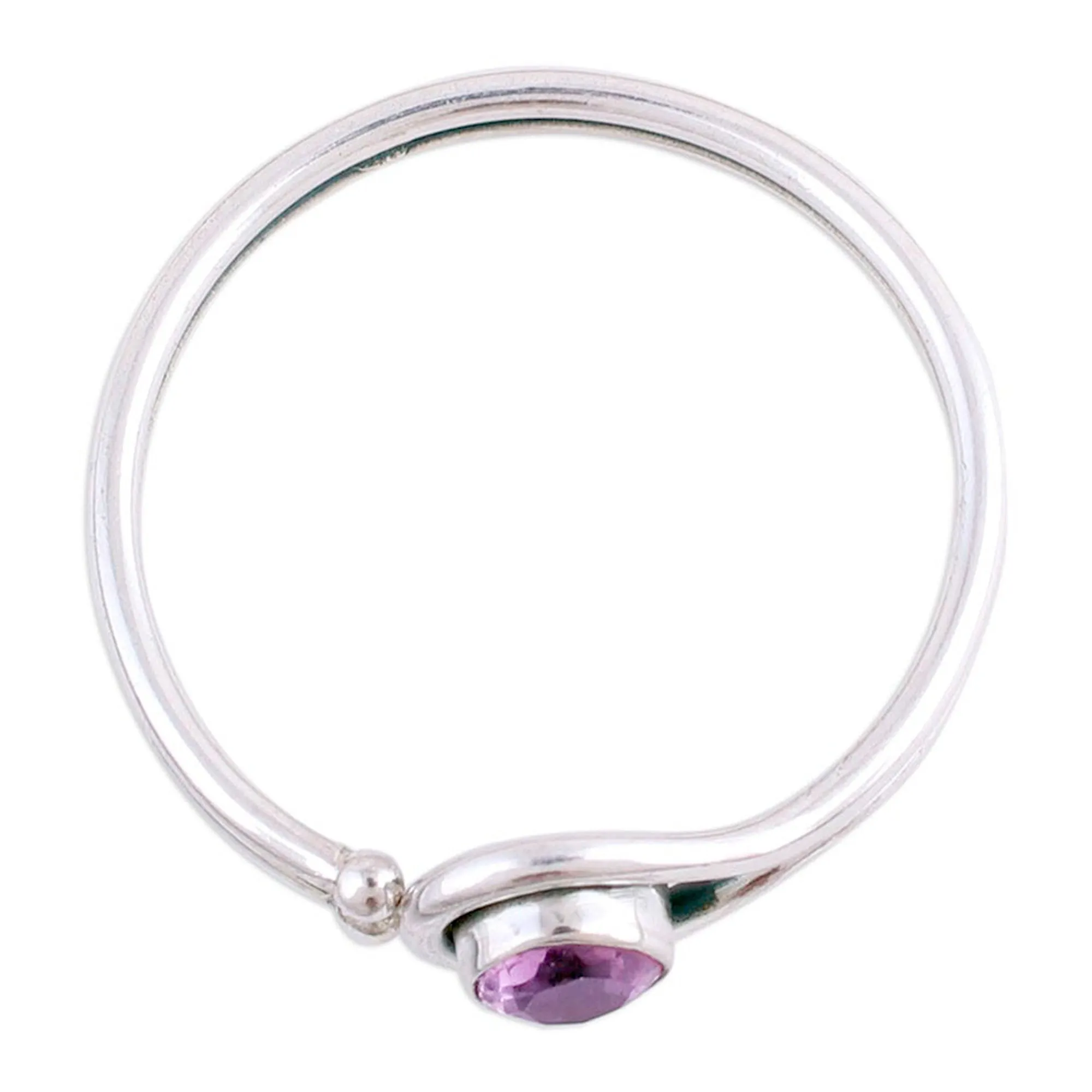 Rhodium Plated Amethyst Cocktail Ring from India - Lassoed Lilac | NOVICA