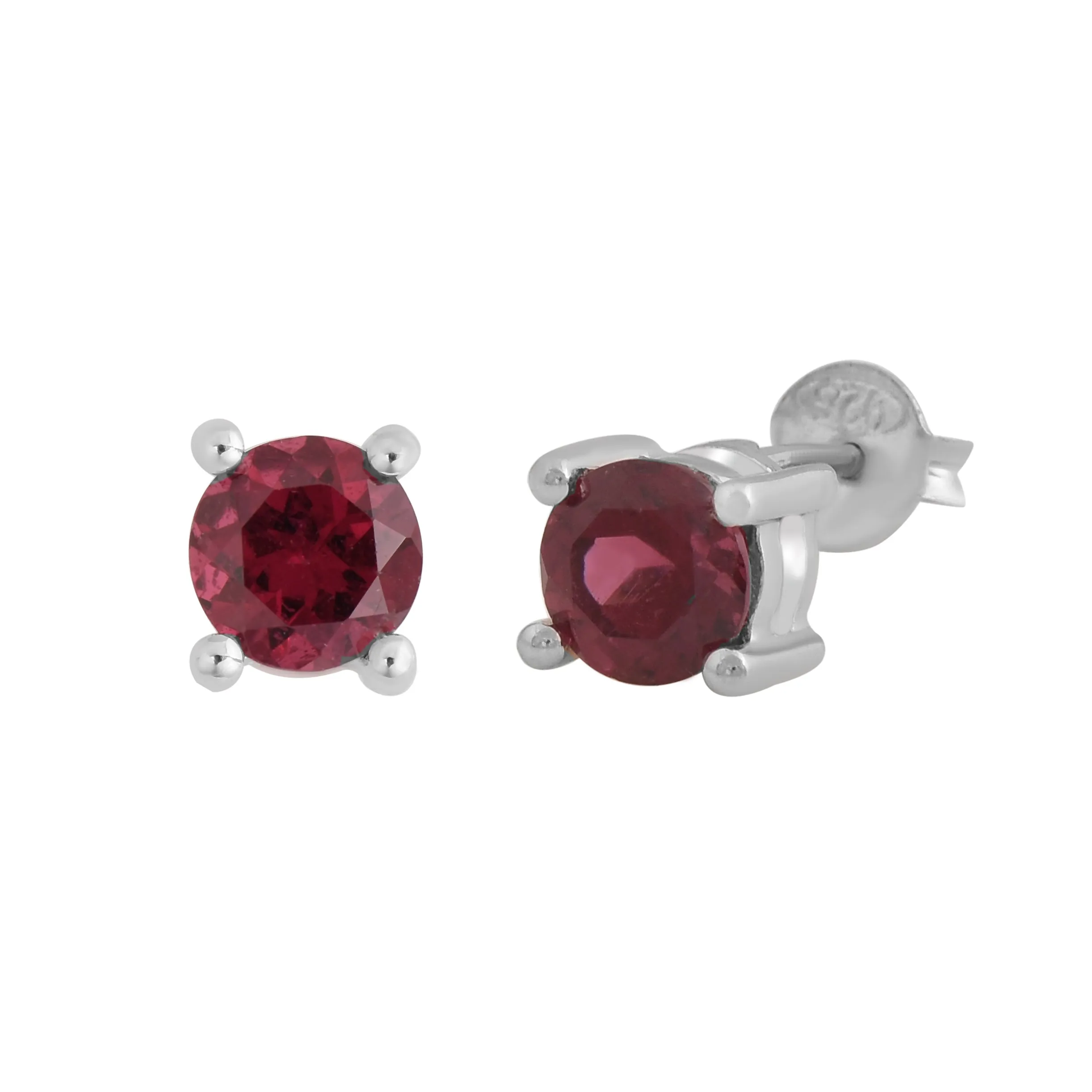 Rhodolite Round Studs Earrings