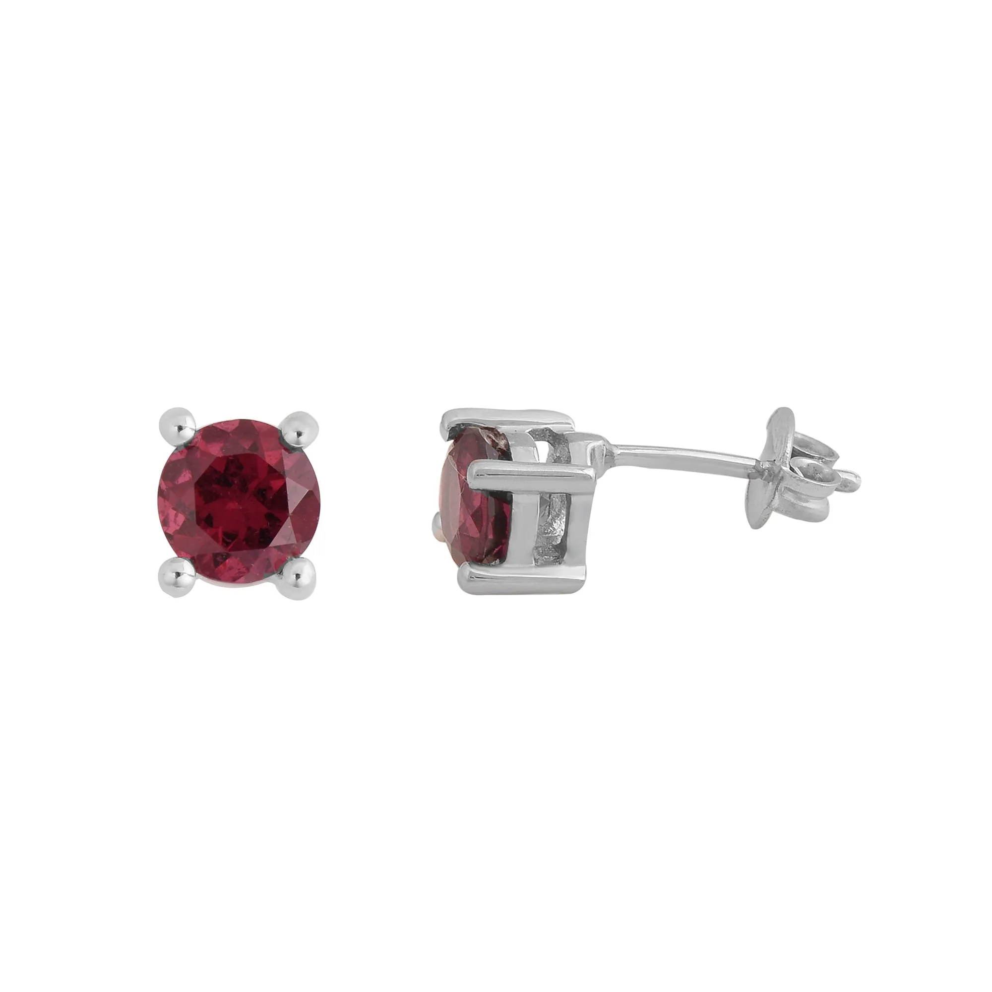 Rhodolite Round Studs Earrings