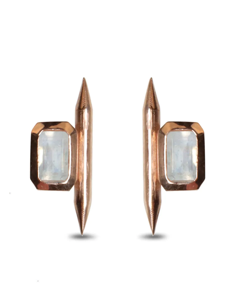 Rose Gold Moonstone Spike Earring