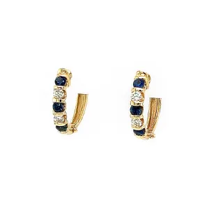 Sapphire and Diamond Hoop Earrings