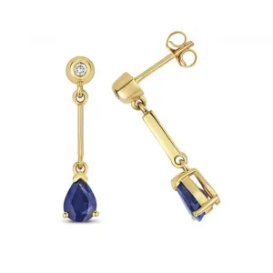 Sapphire Drop Pear Earrings ED246S