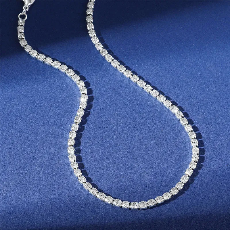 Sexy Choker Iced Out Tennis Chain Necklace For Women Luxury Cubic Zircon Crystal Short Hiphop Neck Accessories Jewelry