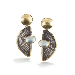 Silver, Gold and Moonstone Earrings