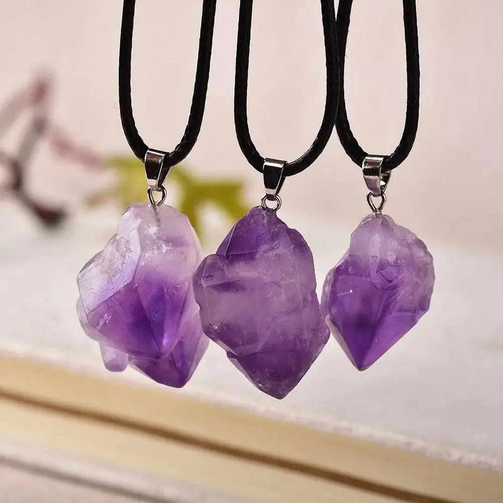 Simple Amethyst Pendant Natural Quartz Stone