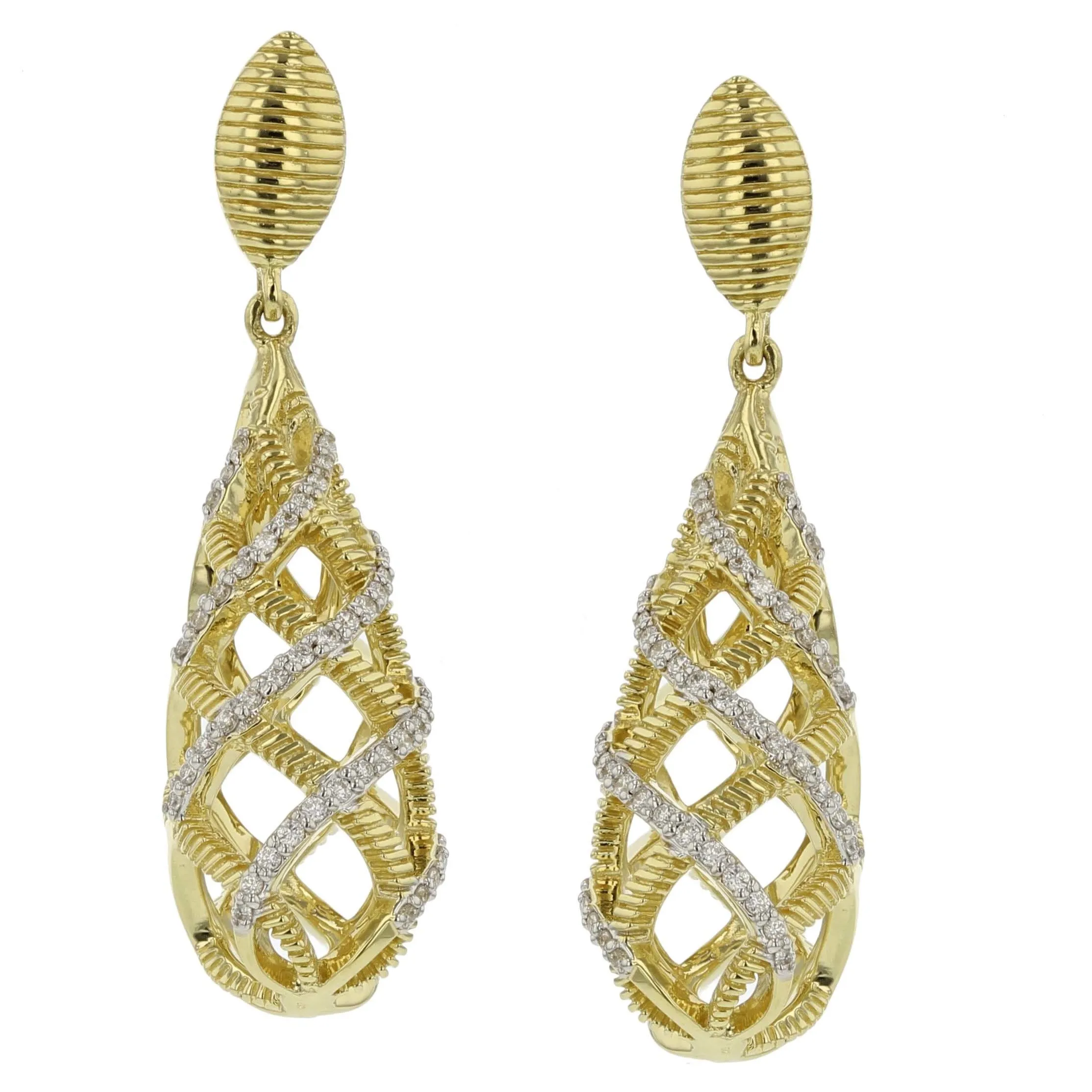 Small Cage Diamond Strie Earrings