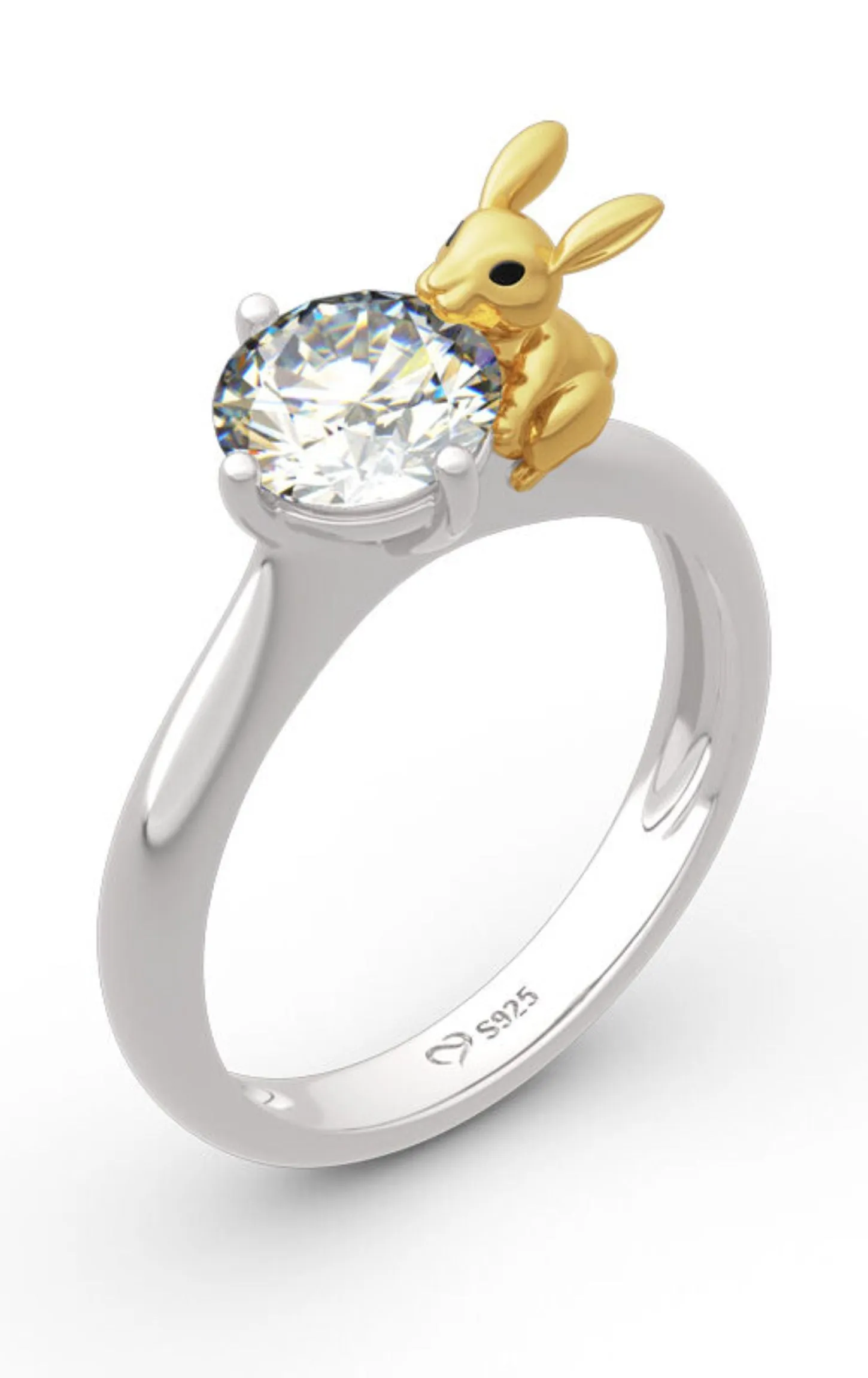 Solitaire Silver 925 Hugging Ring