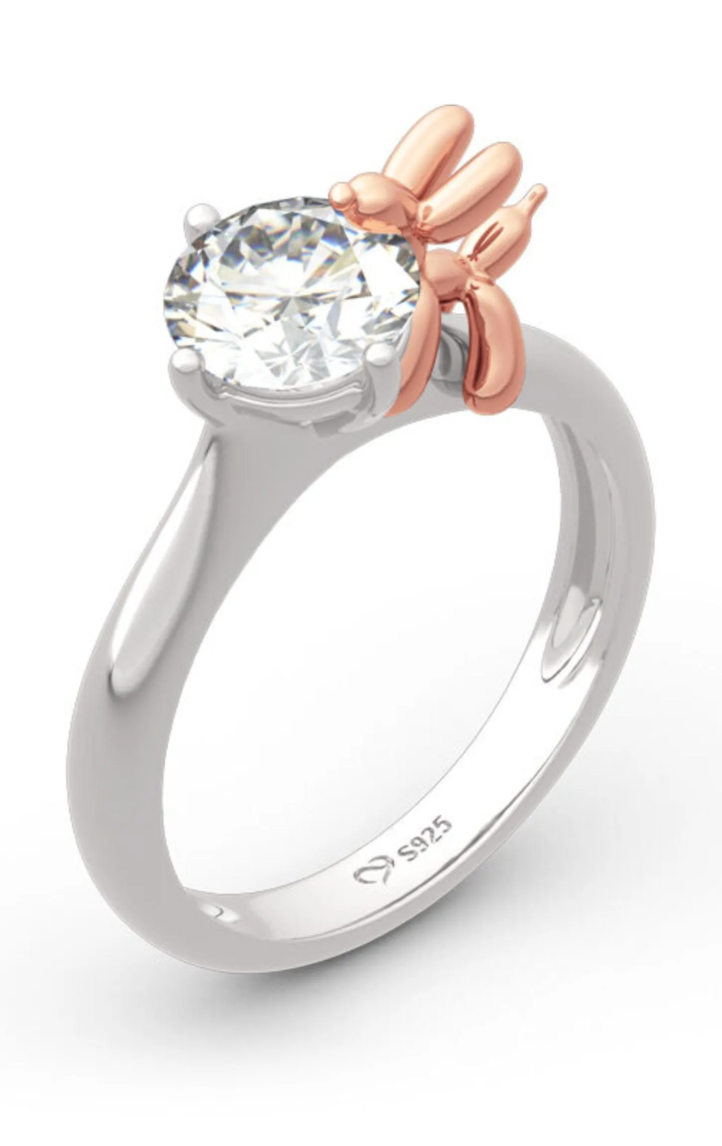 Solitaire Silver 925 Hugging Ring