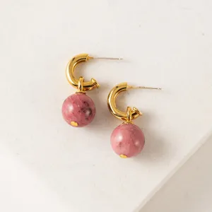 Sorrento Gemstone Hoop Earrings Brazil Rhodonite