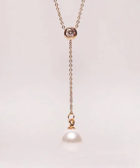 Stainless steel plated 18K rose gold single drill necklace