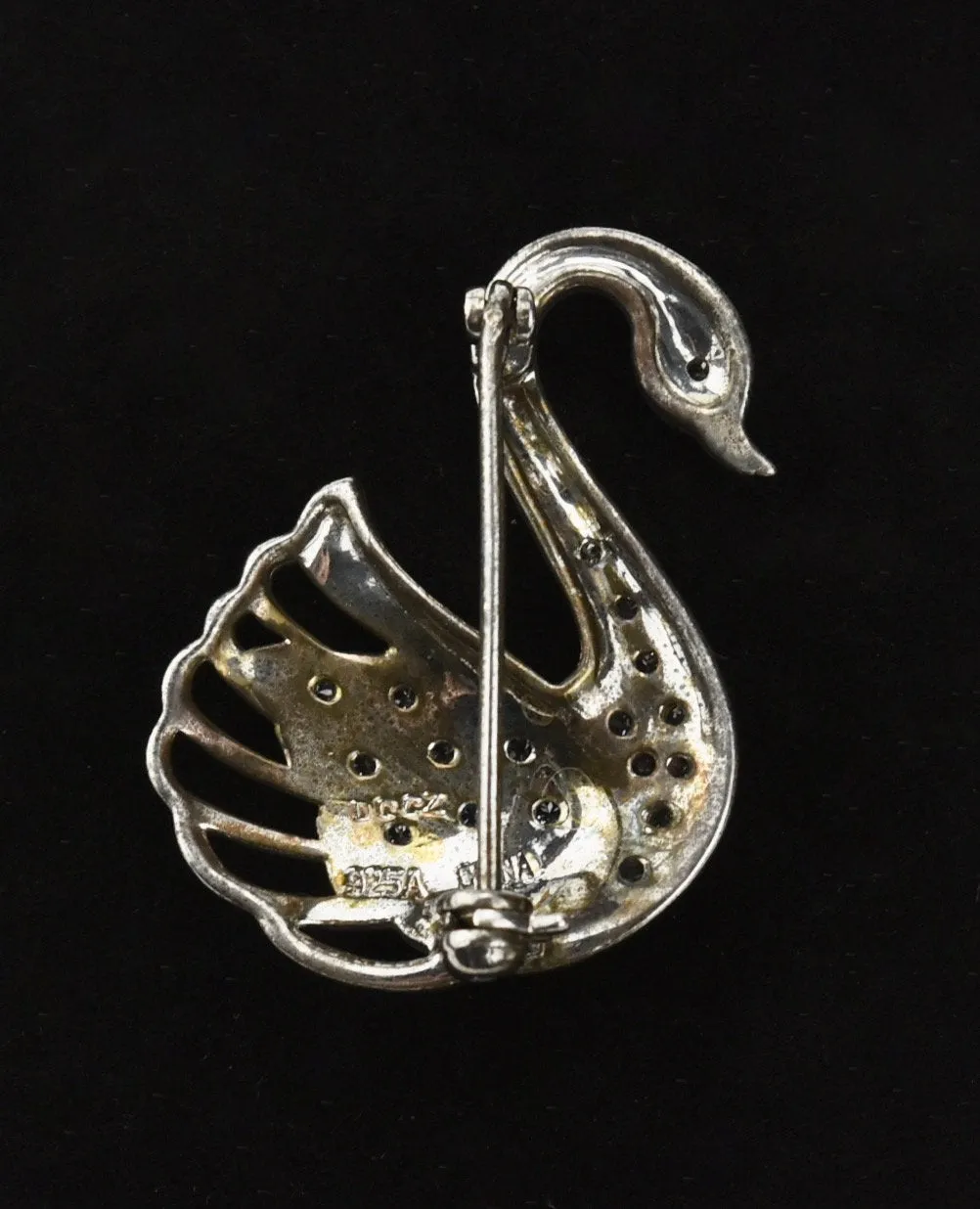 Sterling Silver Cubic Zirconia Swan Brooch