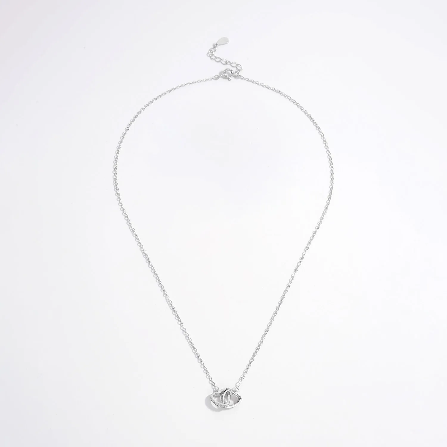 Sterling Silver Inlaid Zircon Heart Necklace