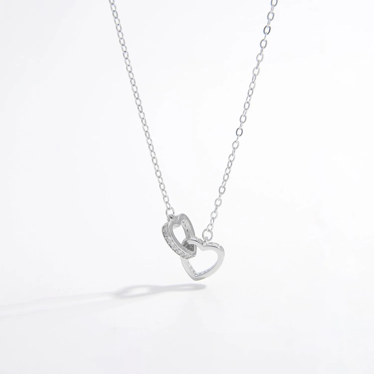 Sterling Silver Inlaid Zircon Heart Necklace