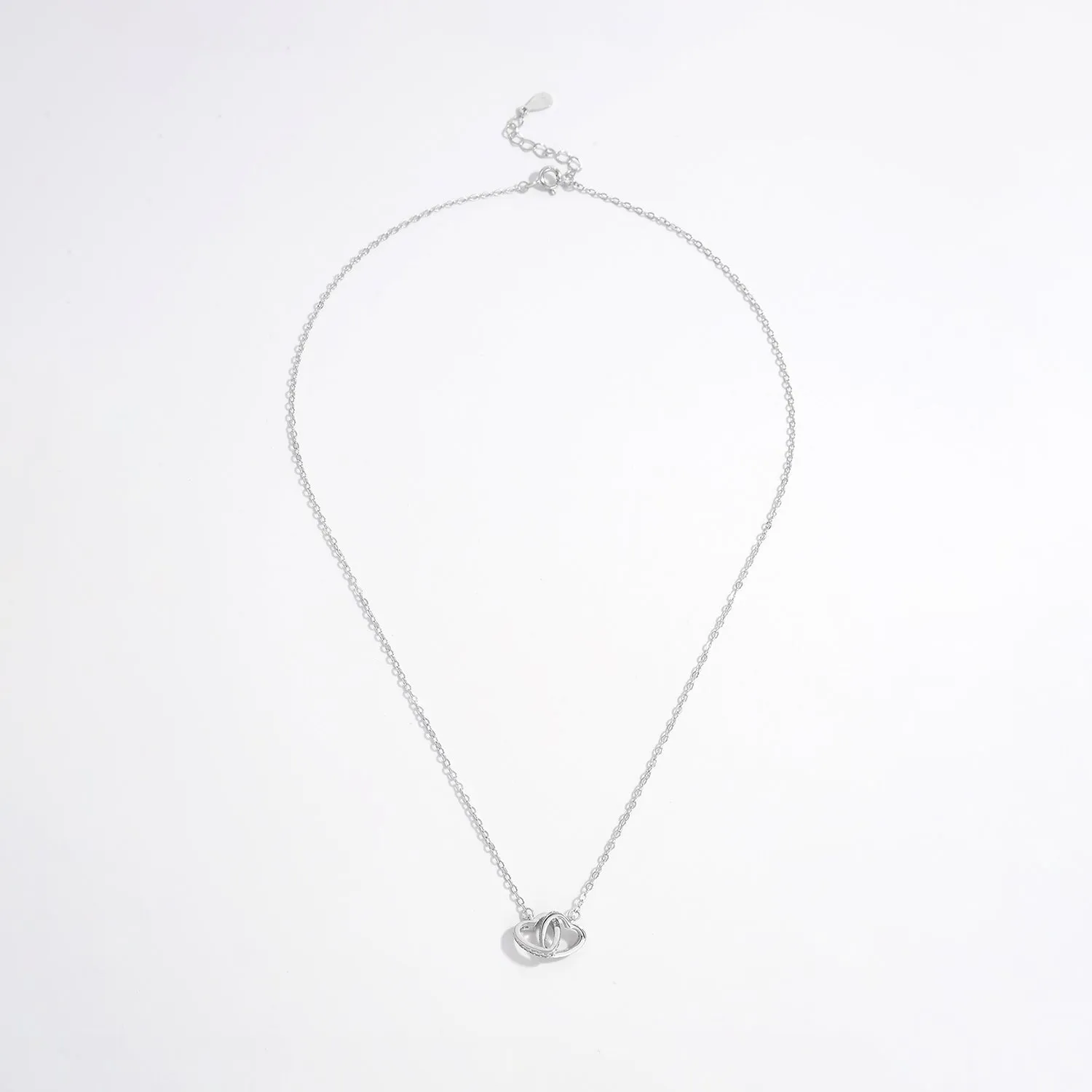 Sterling Silver Inlaid Zircon Heart Necklace