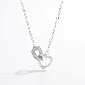 Sterling Silver Inlaid Zircon Heart Necklace