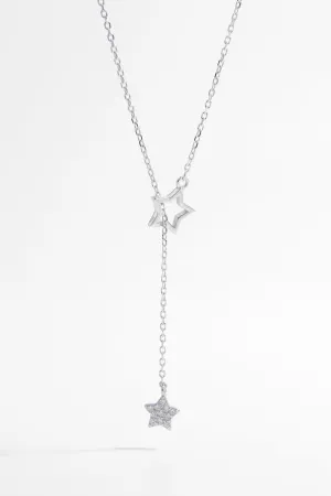 Sterling Silver Zircon Star Drop Necklace